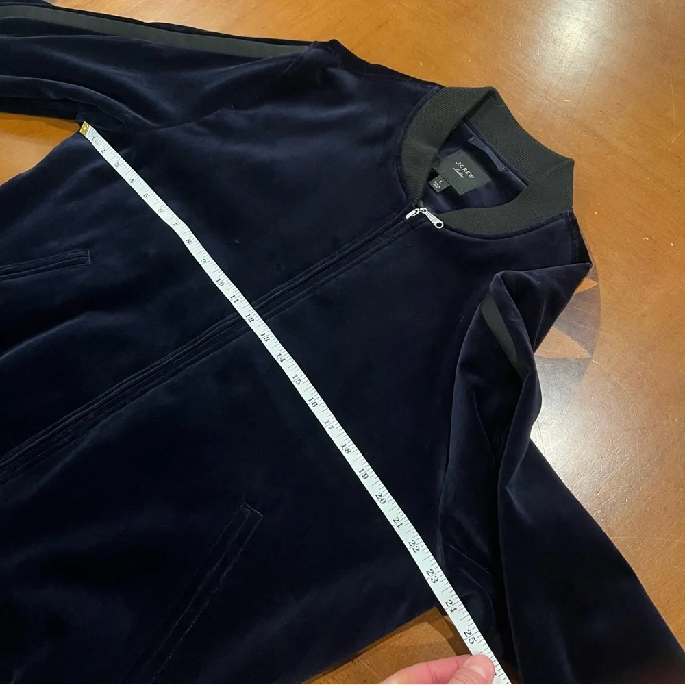 NEW NWOT J.Crew Ludlow Navy Velvet Bomber‎ Jacket Tuxedo Stripe Navy Large